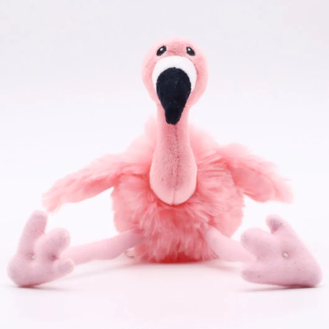 Wholesale Lifelike Animal Plush Toys Backpack Clip Flamingo Pink Birds Keychain Key Ring for Bag 12cm Soft Stuffed Key Chain
