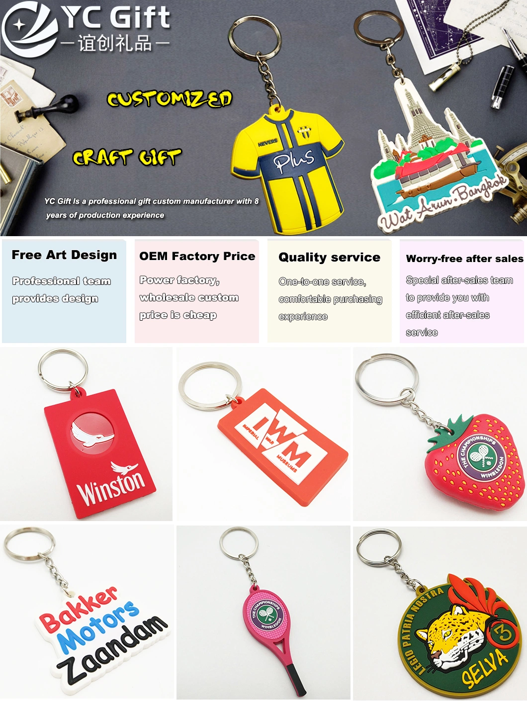 Custom Anime Cute 2D 3D Silicone Personalized Car Decoration Accessories Keyring Soft Plastic PVC Rubber Keychain Mobile Phone Hanger Key Chain