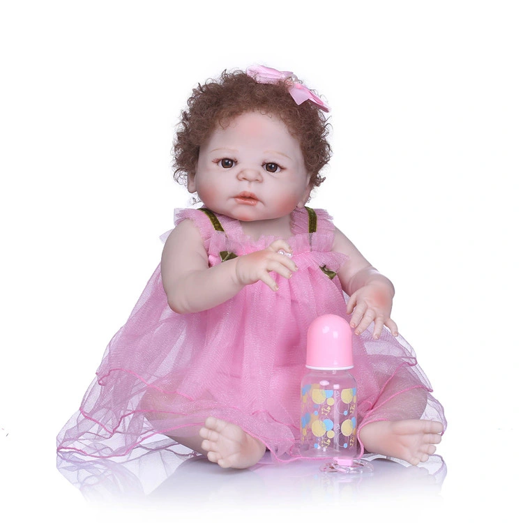 22inch 55 Cm Realistic Cloth Body Soft Silicone Baby Reborn Girl Doll for Toddler Birthday Xmas Gifts