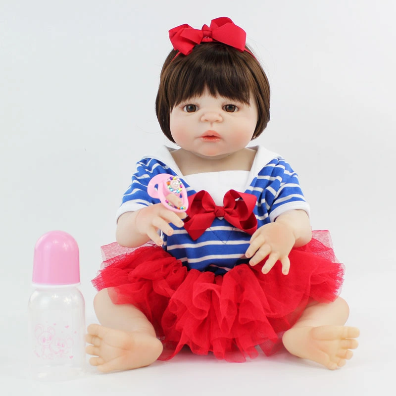 Lifelike Reborn Baby Dolls Silicone Full Body Girl 22 Inchs 55 Cm Anatomically Correct Washable Toy Doll Handmade Newborn Toddler Doll for Birthday Gifts