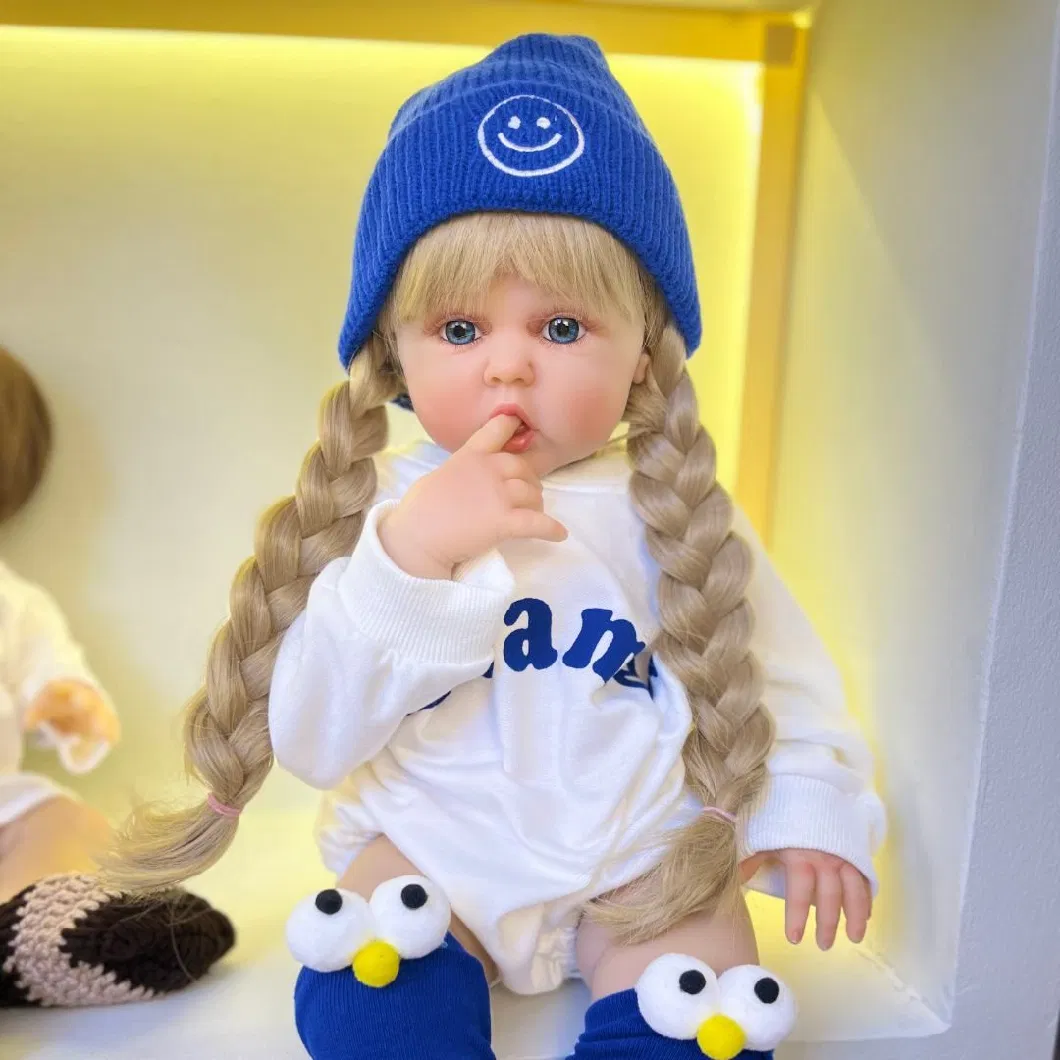 Full Soft Silicone Body Reborn Baby Girl Doll 55 Cm 22 Inch Lifelike Long Hair Realistic Princess Toddler Bebe Birthday Gift