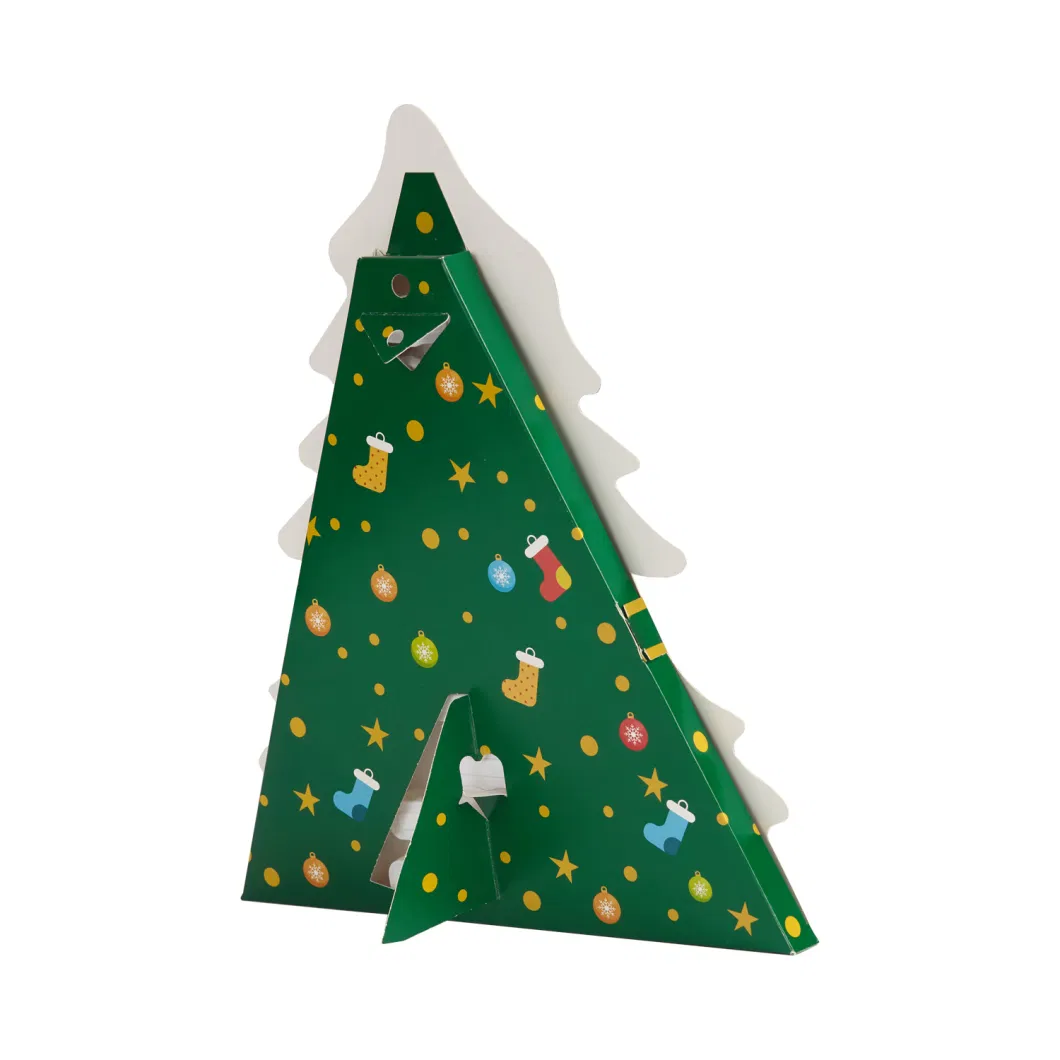 Irregular Christmas Tree Shaped Paper Packaging Food Packaging Blind Gift Packaging Advent Calendar Candy Jewelry Cosmetic Toy Gift Box for Holidays