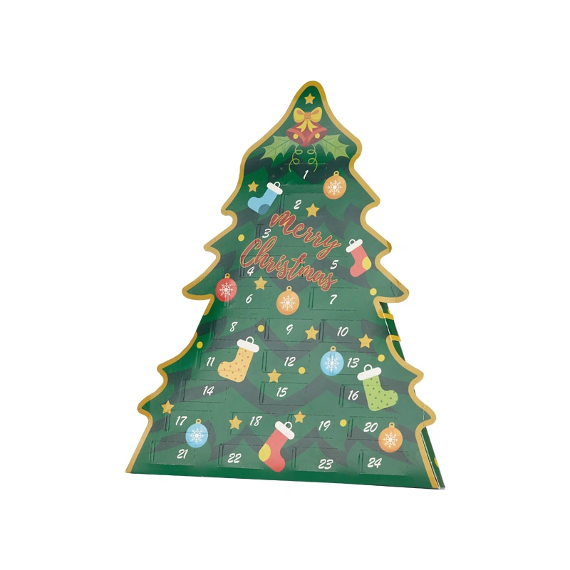 Irregular Christmas Tree Shaped Paper Packaging Food Packaging Blind Gift Packaging Advent Calendar Candy Jewelry Cosmetic Toy Gift Box for Holidays
