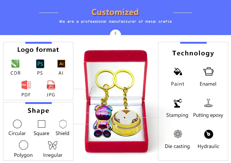 Wholesale Professional Custom Manufacture Animal Shaped Souvenir 2D/3D Keychain