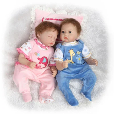 22 Inch Soft Silicone Vinyl Reborn Baby Dolls Twins Silicone Handmade 55 Cm Newborn Baby Doll Soft Vinyl Girl Doll Christmas Gift