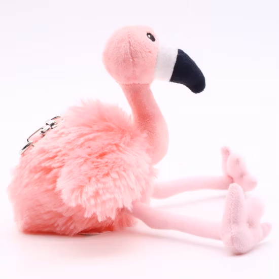Wholesale Lifelike Animal Plush Toys Backpack Clip Flamingo Pink Birds Keychain Key Ring for Bag 12cm Soft Stuffed Key Chain