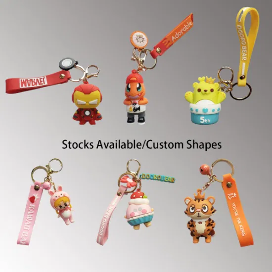 Wholesale 3D Cartoon Anime Figure Keychains with PVC Silicone Strap Custom Logo Design in Bulk for Charger Flashlight Accessories Promotion Gifts