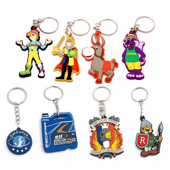 Wholesale 3D Cartoon Anime Figure Keychains with PVC Silicone Strap Custom Logo Design in Bulk for Charger Flashlight Accessories Promotion Gifts