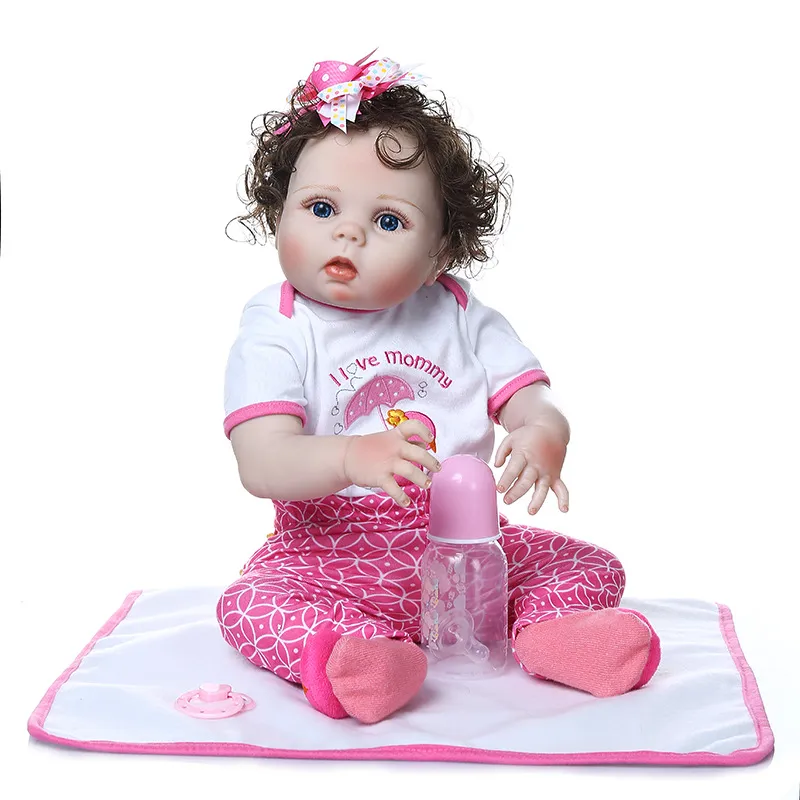 22 Inch Full Silicone Body Reborn Baby Bath Doll Toys 55 Cm Real Touch Princess Bebe Boneca Dolls Toy Kids DIY Playmate Gifts